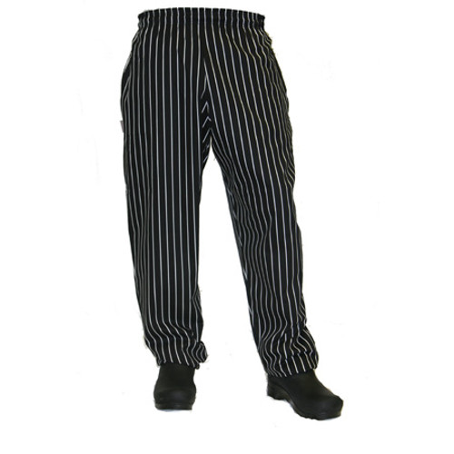 Baggy Chef Pants in Black and White Chalk Stripe, 7100-604 Baggy Chef Pants in Black and White Chalk Stripe, 7100-604
