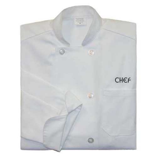 Classic Chef Coat in White with CHEF embroidery, UN1410 Classic Chef Coat in White with CHEF embroidery, UN1410
