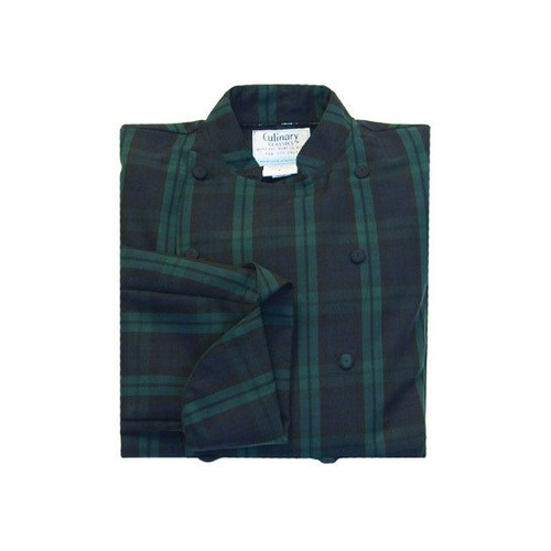 Traditional Chef Coat in Blue/Green Tartan Plaid, 1030036