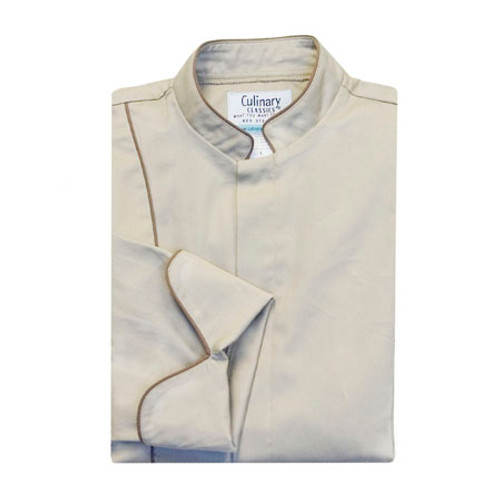 Vanguard Chef Coat in Stone with Taupe Cording, 1733-009