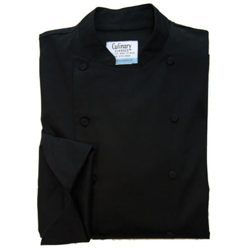 Traditional Chef Coat in Black 100% Egyptian Cotton, 1030018 Traditional Chef Coat in Black 100% Egyptian Cotton, 1030018