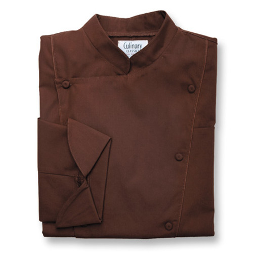 Corded Chef Coat in Chocolate Poplin with Mahogany Cording, 1080540 Corded Chef Coat in Chocolate Poplin with Mahogany Cording, 1080540