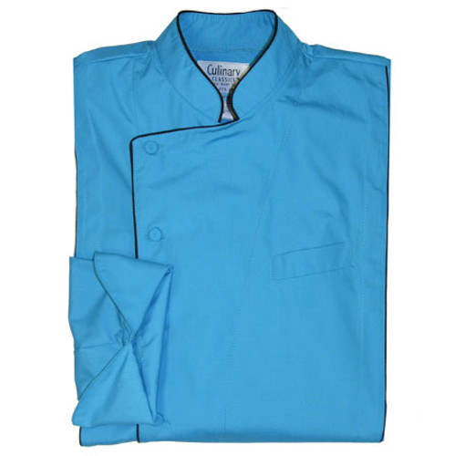 Milan Chef Coat in Peacock Maxima Poplin and Black Cording, 1085-903-5153-90012 Milan Chef Coat in Peacock Maxima Poplin and Black Cording, 1085-903-5153-90012