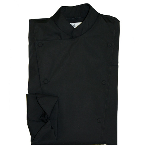 Corded Chef Coat in Black Poplin with Black Cording, 1080_910 Corded Chef Coat in Black Poplin with Black Cording, 1080_910