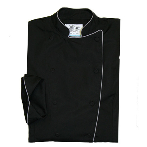 Women's Traditional Coat in Black with Grey Cording, 1035-1111