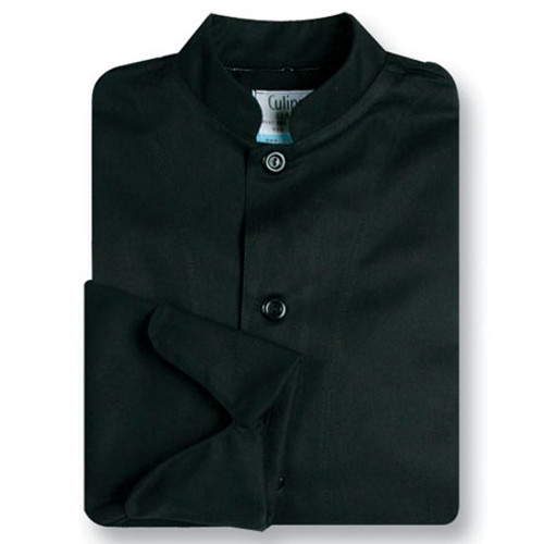Mandarin Chef Coat in Black Fineline Twill