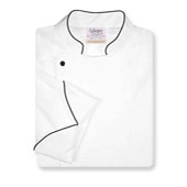 Royal Chef Coat in White Twill w/ black snaps black cording & sleeve pocket