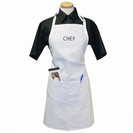 Standard Chef Apron in White with CHEF embroidery UC3041