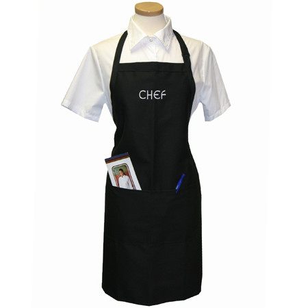 Standard Chef Apron in Black with CHEF embroidery UC3309