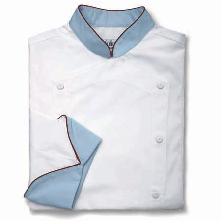 Venetian Chef Coat in White with Petrol Blue Conversions, 1075524