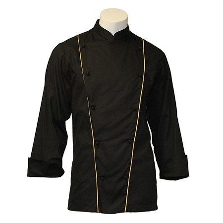 Corded Chef Coat in Black with Antique Cording, 1080513