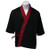 Sushi Chef Coat in Black Cotton Twill with Red Japanese Characters Trim, 1037/3179_242