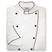 Contempo Coat in White Egyptian Cotton with Black Accents (1036502)