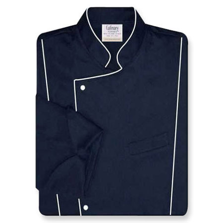 Milan Chef Coat in Navy Twill with White Accents