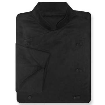 Venetian Chef Coat in Black Twill with Knot Buttons