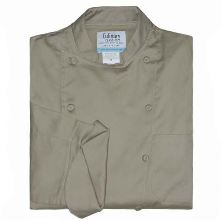 Traditional Chef Coat in Khaki Cotton Twill