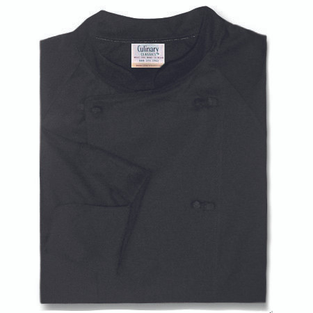 Raglan Chef Coat in Black with Knot Buttons, 1070007
