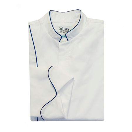 Vanguard Chef Coat in White Poplin with Deep Royal Cording, 1733006