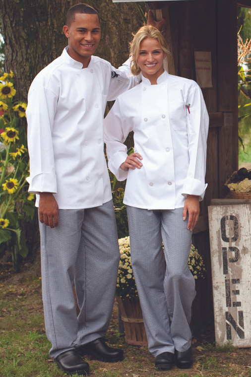 Eight Button Chef Coat in White UN1108