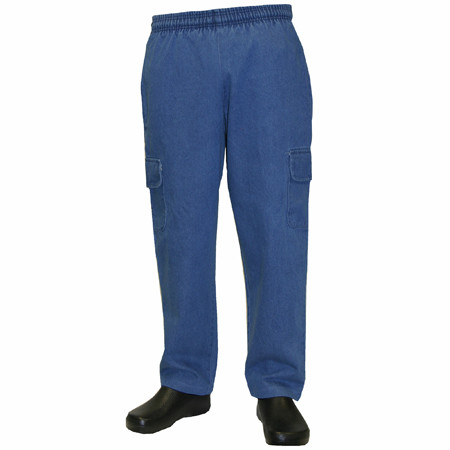 Cargo Chef Pants in 100% Cotton Blue Denim - Culinary Classics