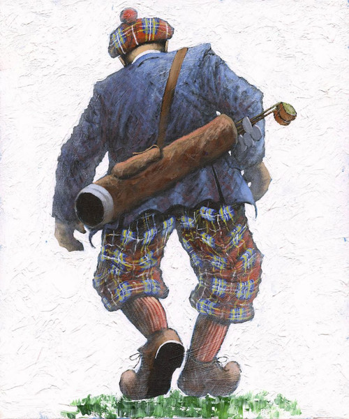 Fairway to Heaven is a print of the original painting by Scottish artist Alexander Millar. It recalls how before the likes of golf buggies and golf carts to ferry us around the course.