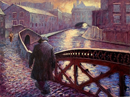 Along the Canal, set in Birmingham, is a signed, limited edition print of the original oil painting by Alexander Millar.