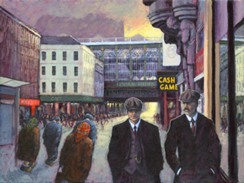 The Boys are Back in Town, set in Glasgow, is a signed, limited edition print of the original oil painting by Alexander Millar.