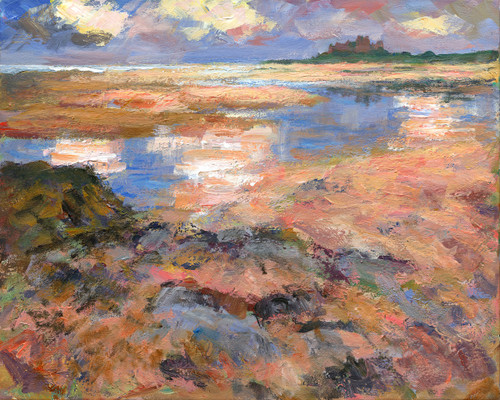 ‘Reflections on the Shore, Bamburgh’ is a signed, limited edition print of the original oil painting by Alexander Millar.
