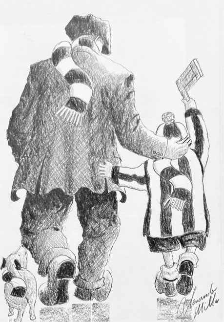 Game Day is a framed, original pencil sketch by Alexander Millar.