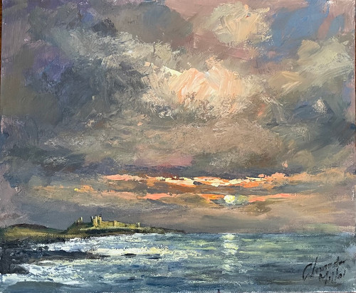 Sunrise Over Dunstanburgh is an original oil painting by Alexander Millar.
