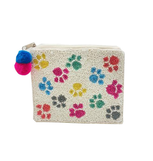 Beaded Pouch - Multi Color Paw