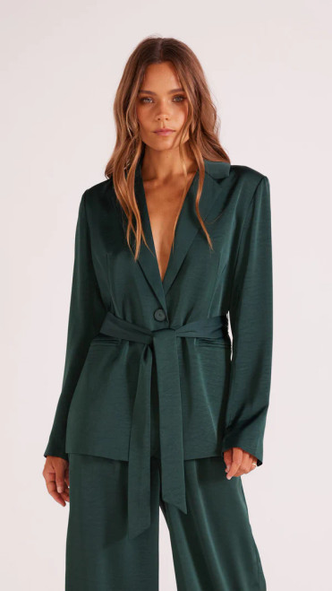 Erin Belted Blazer - Emerald Green