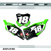 Velocity Kawasaki Number Plate Decals with Black Backgrounds White Numbers