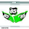 Kawasaki Factory20 Style Number Plate Decals with Black Backgrounds, White Numbers