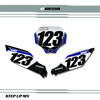 Honeycomb Yamaha number Plate Decals with White Backgrounds, Black Numbers