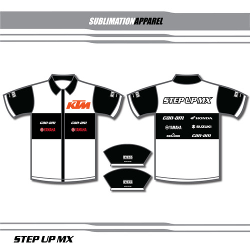 STYLE 3-Custom sublimation apparel is available in any color or logo combo that you prefer. Choose one of the predesigned polo selections and change your colors and logos for no additional charge. Want something completely custom then contact our design team for a look thats all your own. Visit our facebook page to view printed samples