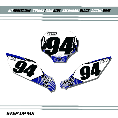 Adrenaline Yamaha Number Plate Decals with White Backgrounds, Black Numbers