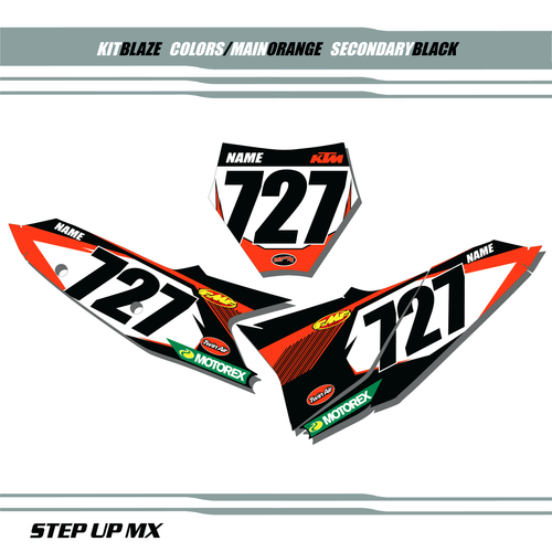 KTM Blaze Number Plate Decals with White Backgrounds, Black Numbers