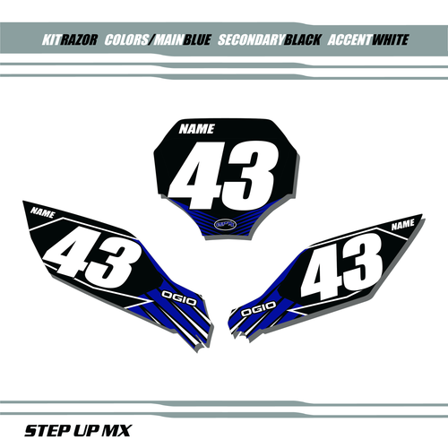 Razor Yamaha Number Plate Decals with Black Backgrounds, White Numbers Razor Yamaha Number Plate Decals with Black Backgrounds, White Numbers