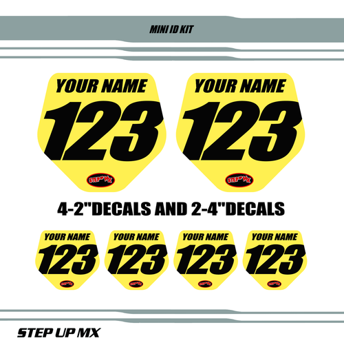 Add on Mini ID plates with your childs name and number. These will match your Stacyc Kit colors and are a great addition that your child will find may other uses for. Add on Mini ID plates with your childs name and number. These will match your Stacyc Kit colors and are a great addition that your child will find may other uses for.