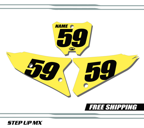 Honda CRF450 21-23 Number Plates - Racer yellow backgrounds black numbers