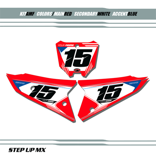 AMF Style Honda Number Plate Decals With White Backgrounds, Black Numbers