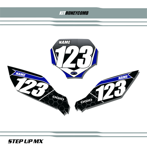 Honeycomb Yamaha number Plate Decals with Black Backgrounds, White Numbers Honeycomb Yamaha number Plate Decals with Black Backgrounds, White Numbers