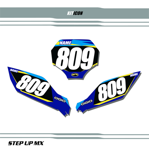 Icon Style Yamaha Number Plate Decals With Black Backgrounds, White Numbers Icon Style Yamaha Number Plate Decals With Black Backgrounds, White Numbers