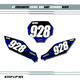 Crosshatch Yamaha Number Plate Decals with Black Backgrounds, White Numbers