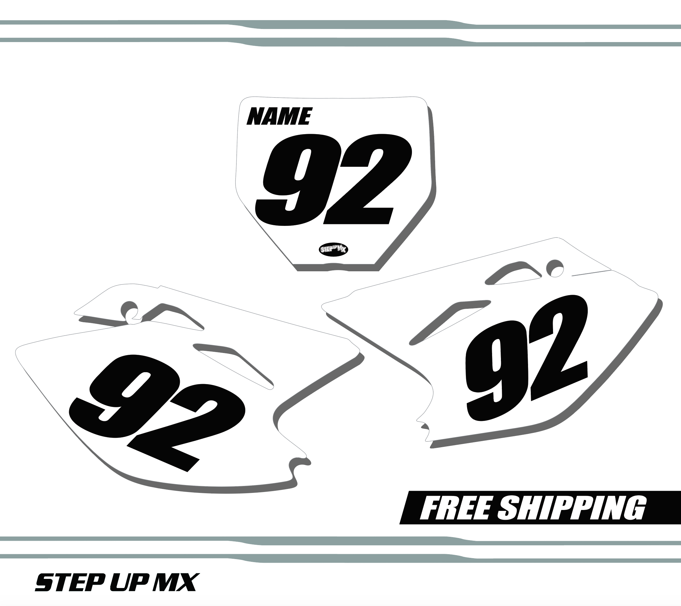 back number バッチ Kawasaki KX450F 2006-08 Number Plates - Racer