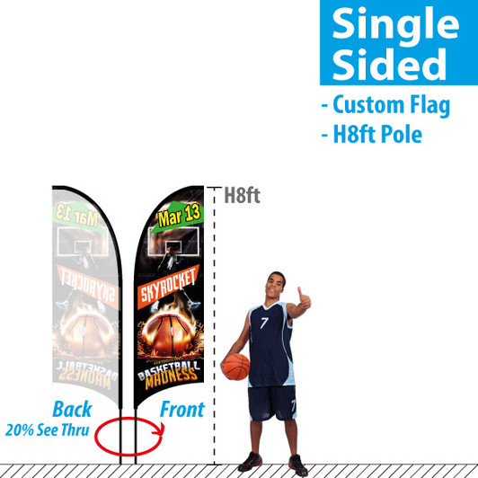 H8ft Feather Flag (Single Sided full color custom printing)