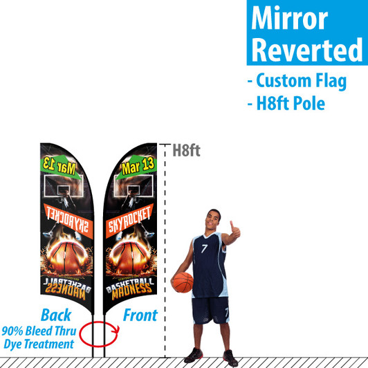 H8ft Feather Flag (Mirror Reverted image dye bleed through on the Back)
