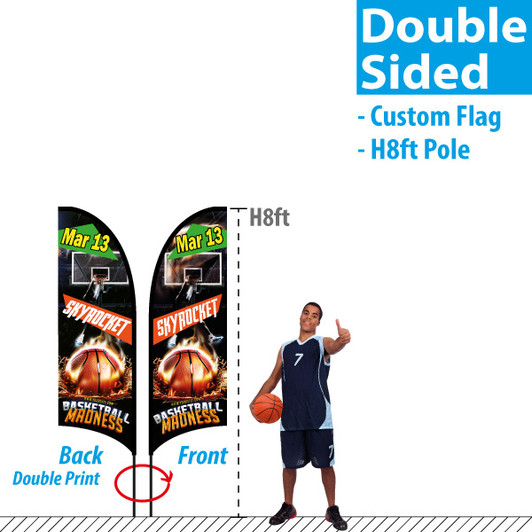 H8ft Feather Flag (Double Sided custom printinig)