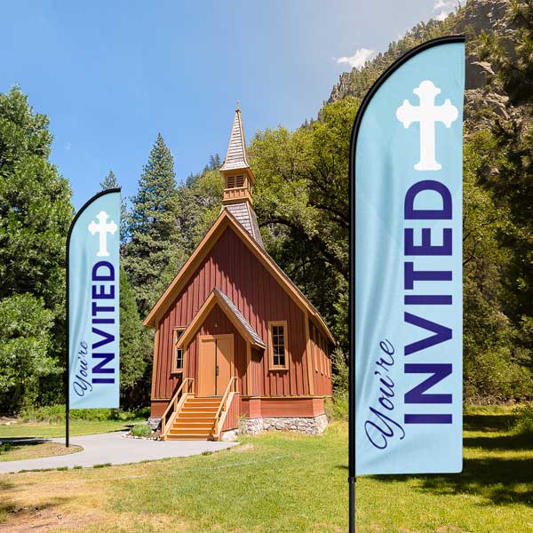 "YOU'RE INVITED" Church Feather Flag